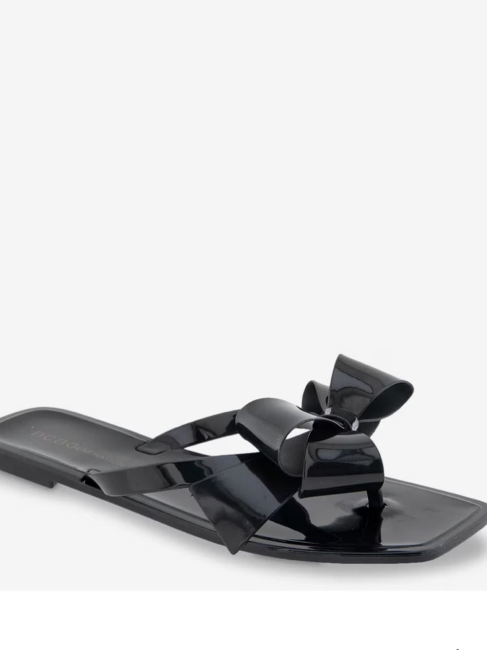 BCBGeneration Black Patent Bow Flip Sandal - Picture 2 of 11